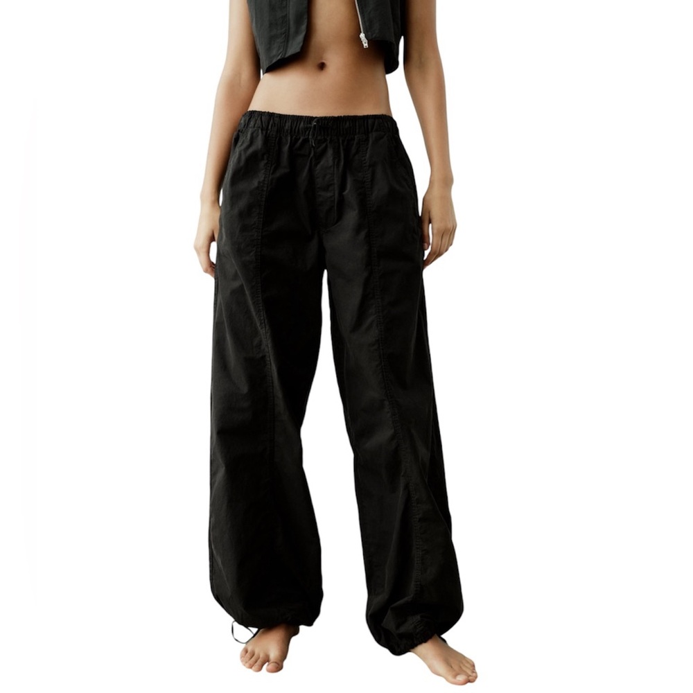 NWT Zara Toggle Parachute Pants, Black, Small